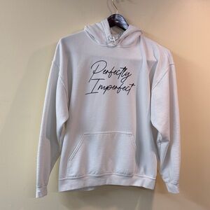 Gildan White Hoodie with 'Perfectly Imperfect' Print